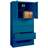 Stahl-Fachbodenschrank mit Registratur, 4 Schubladen + Schrank 714 mm, Farbe blau RAL5010 - Malow