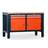 Werkstatt-Tisch TECHNO, Doppelmodul Breite 1400 mm, 4 Schubladen, 2 Schränke, Farbe anthrazit RAL7016/orange RAL2004. - Malow