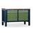 Werkstatt-Tisch TECHNO, Doppelmodul Breite 1400 mm, 4 Schubladen, 2 Schränke, Farbe anthrazit RAL7016/grün RAL6011. - Malow