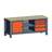 Banc masă de atelier TECHNO, modul triplu lățime 2000 mm, 4 sertare, dulap, culoare antracit RAL7016/portocaliu RAL2004. - Malow