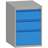 Box container - dulap banc masă de atelier - modul corp dulap cu sertare, HxLxl: 700x480x610 mm, 3 sertare - Kovona Lysa nad Labem