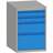 Box container - dulap banc masă de atelier - modul corp dulap cu sertare, HxLxl: 700x480x610 mm, 4 sertare - Kovona Lysa nad Labem