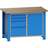 Banc de lucru atelier LxlxH 1200x700x827 mm Kovona, albastru RAL5012, 4 sertare, 1 box container - Kovona Lysa nad Labem