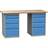 Banc de lucru atelier LxlxH 1200x700x827 mm Kovona, albastru RAL5012/ gri RAL7035, 8 sertare - Kovona Lysa nad Labem