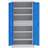 Dílenská skříň na nářadí, v x š x h: 1950x950x500 mm, perforované panely, 4 x police, 2 x zásuvka, barva šedá RAL7035 / modrá RAL5012 - Kovona Lysa nad Labem
