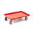 Transportroller 600 x 400 mm, geschlossen, 2 Len-  und 2 Bockkrollen mit Gummirädern, Farbe rot