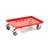 Transportroller 600 x 400 mm, mit Gitterfläche, 4 Lenkrollen mit Gummirädern (2 mit Bremse), Farbe rot