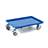 Transportroller 600 x 400 mm, geschlossen, 4 Lenkrollen mit Gummirädern (2 mit Bremse), Farbe blau