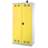 Skříň pro chemikálie, dvoudvéřová, spodní záchytná vana + 3 vanové police, š x h x v: 950x500x1950 mm, dveře žluté RAL1023 - obrázek2