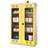Skříň pro chemikálie s prosklenými dveřmi, spodní záchytná vana + 3 vanové police, š x h x v: 1200x500x1950 mm, dveře žluté RAL1023
