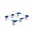 Transportroller VARIABLE 800 x 600 mm, unterteilt, 6x Lenkrollen mit Gummirädern, Farbe blau