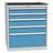 Schubladenschrank für Werkstatt, 5 x Schubladen, HxBxT: 840 x 720 x 700 mm, Farbe grau RAL7035/ blau RAL5012 - Kovos Verneřice
