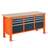 Werkstatt-Tisch TECHNO Light, Breite 1765 mm, 12 Schubladen, Farbe orange RAL2004/anthrazit RAL7016. - Malow