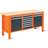 Werkstatt-Tisch TECHNO Light, Breite 1765 mm, 11 Schubladen, 2 Schränke, Farbe orange RAL2004/anthrazit RAL7016. - Malow
