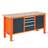 Banc masă de atelier TECHNO Light, lățime 1765 mm, 4 sertare, 2 dulapuri, portocaliu RAL2004/antracit RAL7016. - Malow