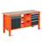 Werkstatt-Tisch TECHNO Light, Breite 1765 mm, 6 Schubladen, 1 Schrank, Farbe orange RAL2004/anthrazit RAL7016. - Malow