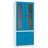 Apothekerschrank aus Stahl, obere zweiflügeligen Türen verglast, untere massiv, Glasböden, BxHxT: 800x1800x435 mm, Türfarbe Blau RAL5012 - Malow - Bild2