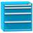 Schubladenschrank für Werkstatt, HxBxT: 990 x 1037 x 780 mm, 4 x Schubladen, Farbe blau RAL5012 - Polak CZ, s.r.o.