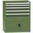 Schubladenschrank für Werkstatt, HxBxT: 1215 x 1037 x 630 mm, 5 x Schubladen, 1 x Schrank, Farbe grün RAL6011 - Polak CZ, s.r.o.