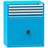 Schubladenschrank für Werkstatt, HxBxT: 1215 x 1037 x 780 mm, 4 x Schubladen, 1 x Schrank, Farbe blau RAL5012 - Polak CZ, s.r.o.