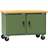 Banc mobil de atelier 1200 x 700 mm, mobilă, capacitate portantă 380 kg, 2 polițe, 2 x dulap cu uși, verde RAL6011 - Polak CZ, s.r.o.