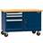 Banc de atelier 1200 x 700 mm, mobilă, capacitate portantă 380 kg, 1x dulap cu uși, 3 sertare, albastru închis RAL5010 - Polak CZ, s.r.o.