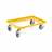 Transportroller 600 x 400 mm, offen, 4 Lenkrollen mit Gummirädern (2 mit Bremse), Farbe gelb