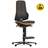 Antistatischer Arbeitsstuhl ESD NEON mit Bodengleitern und Fußstütze, Skintec-Bezug, schwarz/orange - BIMOS