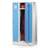 Garderobenschrank, geschweißt, 3 x 300 mm, Türfarbe blau RAL5012, mit Sockel - Kovos Verneřice