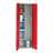 Putzmittelschrank, Stahlkonstruktion, HxBxT: 1800x600x500 mm, linke Seite 4 Fachböden, Lichtgrau RAL7035 / Rot RAL3020 - Malow