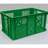 Kunststoff-Stapelbehälter Euro400, 600 x 400 x 410 mm, Wände durchbrochen, Farbe grün