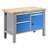 Werkstatt-Tisch TECHNO Light, Breite 1245 mm, 4 Schubladen, 1 Schrank, Farbe lichtgrau RAL7035/blau RAL5012. - Malow