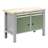 Werkstatt-Tisch TECHNO Light, Breite 1245 mm, 4 Schubladen, 2 Schränke, Farbe lichtgrau RAL7035/grün RAL6011. - Malow