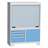 Dulap metalic multifunțional - stație de control verificare cu rulou aluminiu, lxLxH:1440x700x2010mm, 4 sertare, 1 dulap, gri RAL7035/albastru RAL5012 - Kovos Verneřice