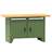 Werkbank, Buche Massiv-Arbeitsplatte 1500 x 700 mm, 2 x Schubladen, 2 x Schränke, Farbe grün RAL6011 - Polak CZ, s.r.o.