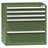 Schubladenschrank für Werkstatt, HxBxT: 990 x 1037 x 780 mm, 5 x Schubladen, Farbe grün RAL6011 - Polak CZ, s.r.o.