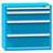 Schubladenschrank für Werkstatt, HxBxT: 990 x 1037 x 630 mm, 4 x Schubladen, Farbe blau RAL5012 - Polak CZ, s.r.o.