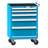 Mobiler Schubladenschrank, HxBxT: 1013 x 731 x 780 mm, 5 Schubladen, Farbe blau RAL5012 - Polak CZ, s.r.o.