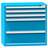 Schubladenschrank für Werkstatt, HxBxT: 990 x 1037 x 630 mm, 5 x Schubladen, Farbe blau RAL5012 - Polak CZ, s.r.o.