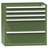 Schubladenschrank für Werkstatt, HxBxT: 990 x 1037 x 630 mm, 5 x Schubladen, Farbe grün RAL6011 - Polak CZ, s.r.o.