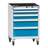Mobiler Schubladenschrank, HxBxT: 1013 x 731 x 780 mm, 5 Schubladen, Farbe grau RAL7035/blau RAL5012 - Polak CZ, s.r.o.