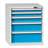 Werk-Schubladenschrank KOMBI, HxBxT: 840 x 731 x 780 mm, 5 x Schubladen, grau RAL7035/blau RAL5012 - Polak CZ, s.r.o.