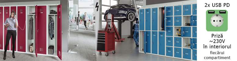 Imagine Dulapuri cu prize și porturi USB pentru încărcare în birouri și operațiuni industriale, detaliu priză de 230V