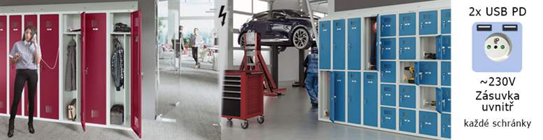 Obrázek - Šatních skříní se zásuvkou a USB porty na nabíjení v praxi, kancelář, dílna - detail zásuvky 230V