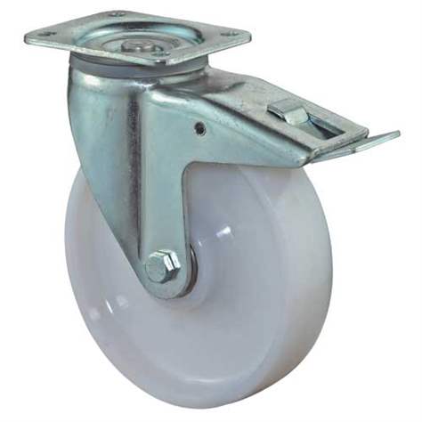 Transport-Lenkrolle mit Feststeller, Kunststoffrad, Durchm. 200 mm, Traglast 1000 kg