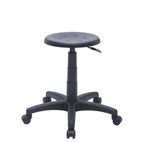 Arbeitshocker POLO mit Rollen, PU-Sitz, schwarz.