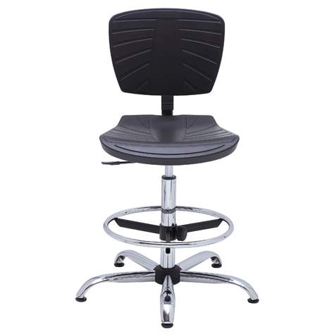 Arbeitsdrehstuhl MODERN, hoch, mit Bodengleitern und Fußstütze, schwarz. - Bild2