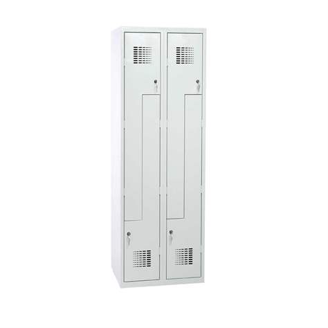 Garderobenschrank 'Z' - WEMO, 2 x 300 mm, Türfarbe Grau RAL7035, ohne Füße, Drehriegelverschluss - Malow
