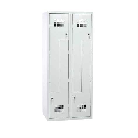 Garderobenschrank 'Z' - WEMO, 2 x 400 mm, Türfarbe Grau RAL7035, ohne Füße, Drehriegelverschluss - Malow