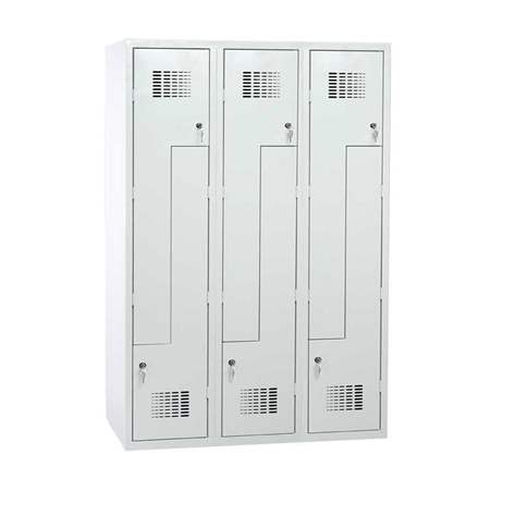 Garderobenschrank 'Z' - WEMO, 3 x 400 mm, Türfarbe Grau RAL7035, ohne Füße, Zylinderschloss - Malow